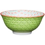 Mikasa KCBOWL31 Sırlı Seramik Kase Geometrik Açık Yeşil Desenli - Renkli - yok