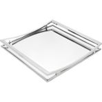 Mikasa Moor Gümüş Metal Kare Ayaklı Aynalı Tepsi 40X40X4 cm - Gri