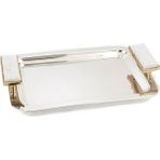 Mikasa Moor Gümüş Traverten Mermer Kulplu Tepsi 42X7X28 cm - 1,3 lt
