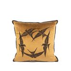 Mikasa Moor Isla Bronz Yuvarlak Kuşlar Kadife Yastık Kırlent 55x55 Cm