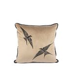 Mikasa Moor Isla İki Kuş Kadife Yastık Kırlent 55x55 Cm - Bej