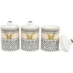 Mikasa Moor Monarch 3lü Siyah Beyaz Kavanoz 600ML - Siyah - Beyaz - 600 ml