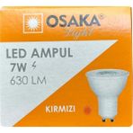 Mikasso (1 Adet) 7W Kırmızı Işık GU10 Duylu LED Çanak Ampul