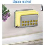 Mikasso 1 Adet Sünger Tutacağı Vantuzlu Bulaşık Süngerliği Süngerlik Sünger Tutucu Plastik Gri