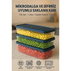 Mikasso 1 Litre Buzdolabı Düzenleyici Organizer Mikrodalgaya Uygun Difriz Saklama Kabı Toplam 3litre Plastik