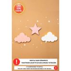 Mikasso 1 Pembe Yıldız 1 Pembe Bulut 1 Beyaz Bulut LED Işık Gece Lambası Bebek Çocuk Odası Duvar Dekorasyon - Çok Renkli