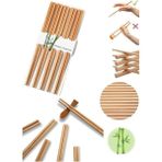 Mikasso 10 Çift - 20 Adet Yıkanabilir Organik Bambu Çin Kore Japon Uzakdoğu Yemek Çubuğu Chopstick Bambu Çok