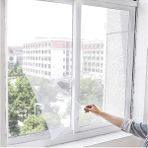 Mikasso 100*150 cm Hazır Pencere Sinekliği 5 mt Bant Hediye Tak Çıkar Tül Kesilebilir Cırt Bantlı Pvc-Polyes