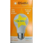Mikasso 12-30 Volt Arası ile Çalışır 10W 6500K Beyaz Işık LED Gemici Ampulü E27 Duylu A60 810 Lümen E Enerji