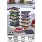 Mikasso 12 Adet 0,25 ml Buzdolabı Düzenleyici Organizer Mikrodalgaya Uygun Difriz Saklama Kabı Toplam 3 Lt P