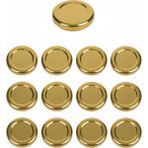 Mikasso 12 Adet Gold Kavanoz Kapağı – 38 mm (250 ml Kavanozlara Uyumlu) Metal Altın