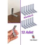 Mikasso 12 Adet Mobilya Eşya Dolap Duvar Sabitleyici Köşe Bağlantı L Demir Gönye Deprem Güvenliği 45X45X15MM