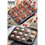 Mikasso 12 Bölmeli Muffin Kek Kalıbı Kurabiye Turta Kalıbı Fırın Pasta Çörek Kapsül Yanmaz Kalıp Karbon Çeli