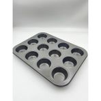 Mikasso 12’ Li Muffin Kek Kalıbı Alüminyum Siyah