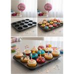 Mikasso 12’li Muffin Kek Kalıbı – Dayanıklı, Çok Amaçlı Fırın Kalıbı Belirtilmemiş Siyah