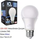 Mikasso 12V (10V-30V Aralığında Çalışır) Mavi LED Ampül 9W