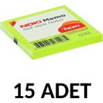 Mikasso 15 Adet Postit 75MM X75MM Yapışkanlı Kağıt 80 Yaprak Yeşil Yapışkanlı Not Kağıdı - Çok Renkli