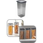 Mikasso 1600 ml Şeffaf Kare Saklama Kabı Silikon Kapak Hava Geçirmez Kuru Baklagil Kahve Bakliyat Makarna Pl
