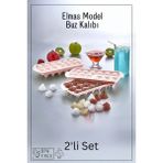 Mikasso 18 Bölmeli Elmas Model Buz Kalıbı - Buzluk - 2'li Set - Pembe Plastik