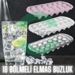 Mikasso 18 Bölmeli Elmas Şekil Buz Kalıbı Kapaklı Pratik Buzluk Belirtilmemiş Renkli