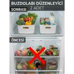 Mikasso 2 Adet 4 Lt Dolap Içi, Buzdolabı Düzenleyici, Banyo, Mutfak Organizeri Sepet Beyaz 24CM16CM11CM Plas