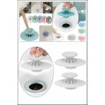 Mikasso 2 Adet 9cm-Silikon Renkli Lavabo Tıkacı-2 Kademeli Beyaz
