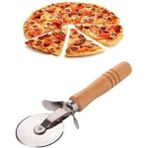Mikasso (2 Adet) Ahşap Saplı Çelik Bıçaklı Lüx Pizza Kesici Çelik