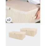 Mikasso 2 Adet Büyük Boy Krem Çizgi Desenli Baza Altı Düzenleyici Hurç Seti 60X40X20 cm Polipropilen 60 x 20