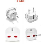 Mikasso 2 Adet Ingiliz Fiş Adaptör Çevirici Ingiliz-Türk Çevirici Priz Adaptör - Çok Renkli
