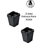 Mikasso 2 Adet Kokusuz Kare Küllük MIT1130 Plastik Siyah Kare