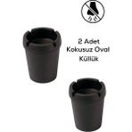 Mikasso 2 Adet Kokusuz Oval Küllük MIT1131 Plastik Siyah Oval