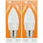 Mikasso (2 Adet) Osaka 7W (50W) 6500K (Beyaz Işık) E27 Duylu (Kalın Duy) Mum LED Ampul