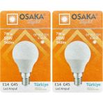 Mikasso (2 Adet) Osaka 7W (50W) Beyaz Işık E14 Duylu (Ince Duy) LED Mini Ampul