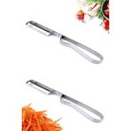 Mikasso 2 Adet Paslanmaz Çelik Soyacak & Yan Soyacak & Sebze Domates Patates Soyacağı S-2736 Gümüş