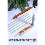 Mikasso 2 Adet Şiş ve Kebapmatik Adana Urfa Kebap Kalıbı Aparatı Pratik Hızlı Kebap Makinesi Kutusu Plastik