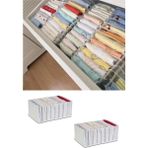 Mikasso 2 Adet - Xlarge 8 Gözlü Çekmece Dolap Içi Düzenleyici Akardiyon Organizer 31 x 36 x 12 Kumaş Beyaz