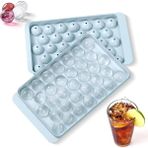 Mikasso 2 Adet Yuvarlak Buz Küpü Yapma Tepsisi Buz Kalıbı 33 Bölmeli Küre Top Buz Kalıbı 20X12 cm Plastik Ma