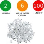 Mikasso 2 Numara Çelik Çivili 4 mm Kroşe Uydu Anten Data Cctv Tv Kablosu Vb. Kroşesi (100'LÜ Poşet) - Çok Renkli