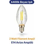 Mikasso 2 Wattt Edison Tipi Flamanlı Ampül | Led'li Dekoratif Ampül | Beyaz Işık | Rustik Ampül