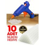 Mikasso 20 Watt Sıcak Silikon Tabancası Şeffaf Mum Yapıştırıcı Tabanca 10 Adet 15 cm Çubuk Silikon Hediye