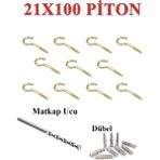 Mikasso 21*100 Piton Açık Kancalı Vida 10 Adet + Elmas Beton Matkap Ucu + Dubel