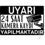 Mikasso 24 Saat Kamera Kaydı Yapılmaktadır Uyarı Levhası, Uv Baskılı Metal Tabela, Siyah, 20CMX30CM