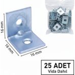 Mikasso 25 Ad L Demir Gönye Köşebent 16X16X16MM- Mobilya Dolap Köşe Birleştirme Bağlantı Aparatı Gri