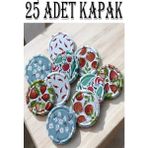 Mikasso 25 Adet Desenli Konserve Kavanoz Kapağı 82MM Silikonlu | Konserve Kapak Orijinal Kapak Metal Çok Ren
