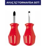 Mikasso 2'li Avuç Içi & 3 Parça Tornavida Seti (Düz,yıldız Tornavida,kontrol Kalemi&2 Adet Topaç Tornavida)