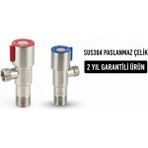 Mikasso 2'li Inox Aç Kapa Sıcak Soğuk Su Ara Musluğu Taharet Musluğu 2 Yıl Garantili