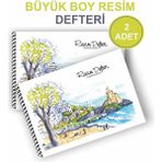 Mikasso 2'li Resim Defteri Spiralli Karton Kapak 25 x 35 cm 15 Yaprak Resim Defteri Büyük Boy Karton Spira