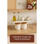 Mikasso 2'li Set Katlanabilir Tezgah Üstü ve Dolap Içi Raf Düzenleyici Organizer Plastik Beyaz Tr