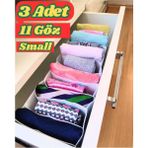 Mikasso 3 Adet 11 Gözlü Çekmece Içi Organizer & Düzenleyici Cepli Çamaşır Çorap Kravat Organizeri Kumaş Beya