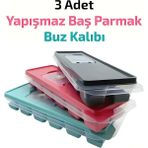 Mikasso 3 Adet Buz Kalıbı Buzluk Yapışmaz Baş Parmak Silikonlu Küp Silikon